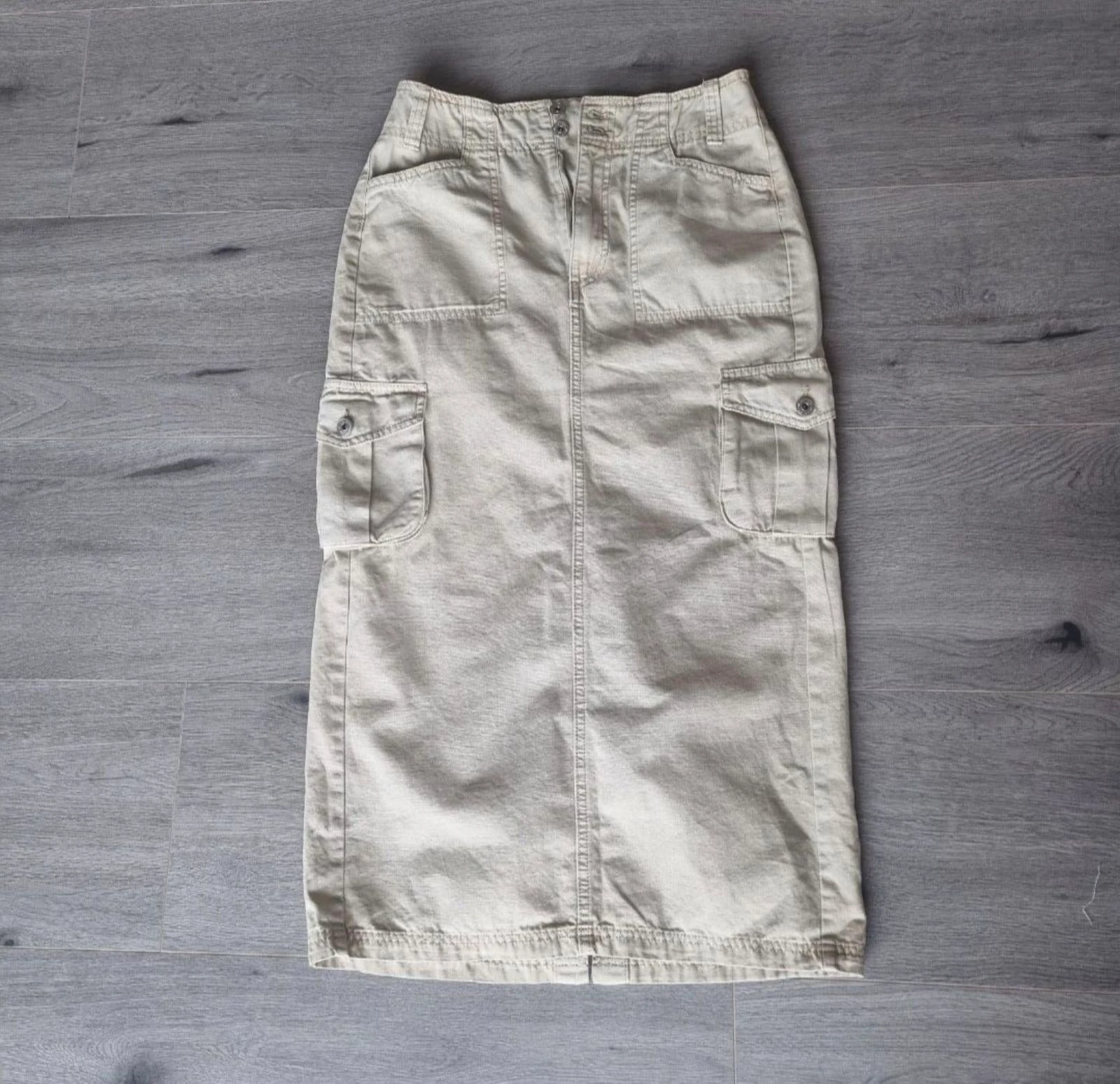 Rita Ora x Primark cargo maxi rok beige zandkleurige kokerrok 36 S